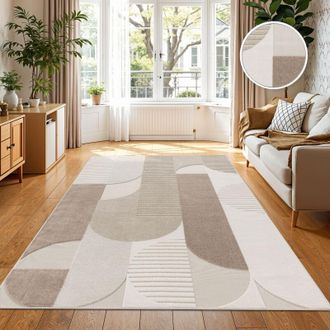 Paco Home Paco Home - Alfombra Salon De Habitacion Cocina Exterior Terraza Jardin Nordica Boho Chic 160x230 Cm, Beige 2