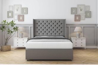 Comfort Beds Selena Dumfries Divan Set No Drawers-54 Wingback in Light Grey | Size: King