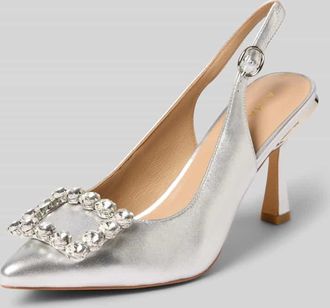 Alma En Pena Pumps aus echtem Leder mit Ziersteinbesatz in Silber, Gr&ouml;&szlig;e 36