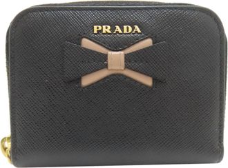 Prada Black Saffiano Triangle Coin Purse/Coin Case (Pre-Owned)