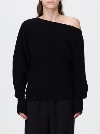 Alberta Ferretti Maglia drappeggiata in lana e seta con scollo asimmetrico