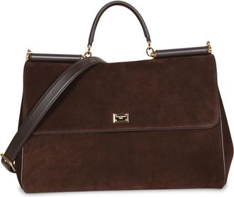 Dolce & Gabbana Hoogwaardige Ebony Suede Schoudertas - Dames - Handtassen - Bruin - ONE Size - Leer - Tassen