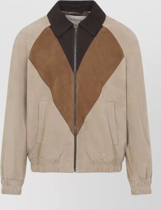 Valentino leather jacket geometric chest detail