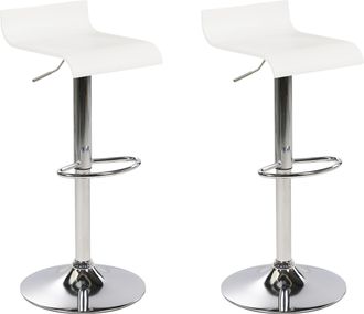 Beliani Beliani - Conjunto De 2 Sillas De Bar De Madera Blanco Plateado Giratorio Reposapi&eacute;s Altura Ajustable Valencia