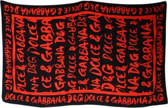 Dolce & Gabbana Womens Black Red Logo Print Cotton Beach Towel And Accessory