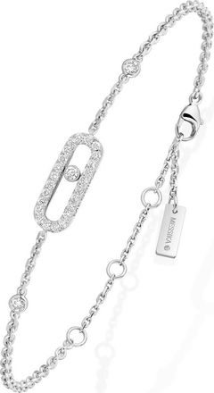 Messika Move Uno Pav&eacute; Diamond Bracelet in White Gold at Nordstrom, Size Medium