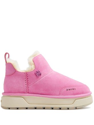 Amiri Malibu logo-plaque suede boots - women - Rubber/Sheep Skin/Shearling/Suede - 35 - Pink