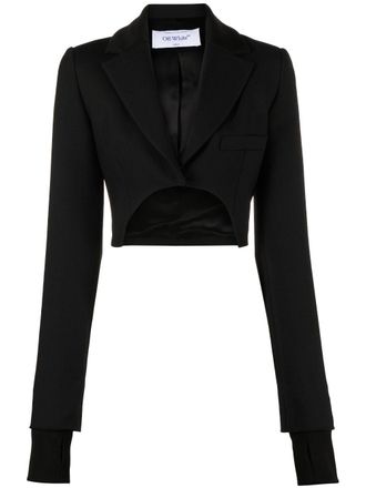 Off-white Blazer met lange achterkant - Zwart