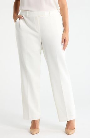 Kasper Flat Front Straight Leg Pants in Vanilla Ice at Nordstrom, Size 16 W