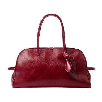 Jacquemus Handbags, female, Red, Size: ONE SIZE Borsa bowling in pelle bovina laccata
