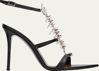 Giuseppe Zanotti Slim Leather Sandals with Fishbone Ornament - Limited-Edition