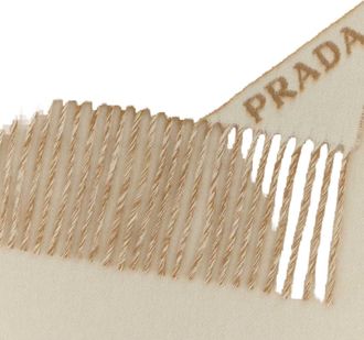 Prada Womens Camel Cashmere Scarf Cammello+talco Exterior: Sciarpe E Foulard Scarfs