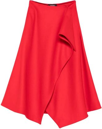 Rochas ruffle midi skirt - Red