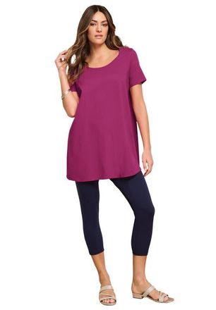 Roaman's Plus Size Cotton Ultimate Scoopneck Swing Tunic in Raspberry at Nordstrom, Size 28