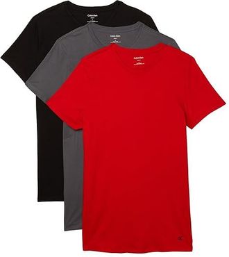 Calvin Klein Underwear Cotton Classics 3-pack Undershirt Mens T Shirt Turbulence/Adrenaline Rush/Black : 2XL