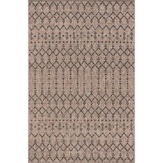 Jonathan Y Designs Ourika Moroccan Geometric Textured Weave Indoor/Outdoor Area Rug in Natural/black at Nordstrom, Size 5Ft 0In X 8Ft 0In