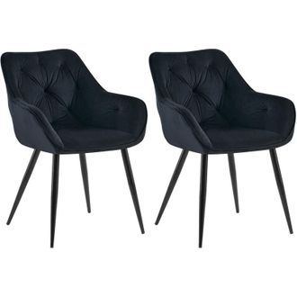 Clp Set De 2 Sillas Para Sal&oacute;n Cassis En Terciopelo Negro Terciopelo