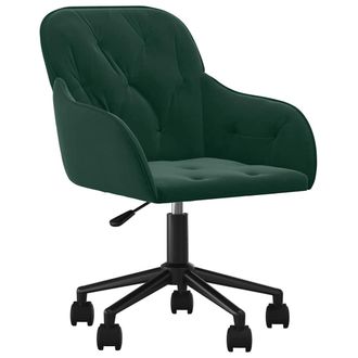 vidaXL Silla De Oficina Giratoria De Terciopelo Verde Oscuro Vidaxl