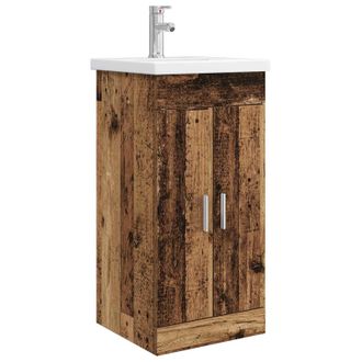 vidaXL Vanidad De Ba&ntilde;o Con Lavabo Madera Envejecida 42 X 40 X 84,5 Cm Vidaxl