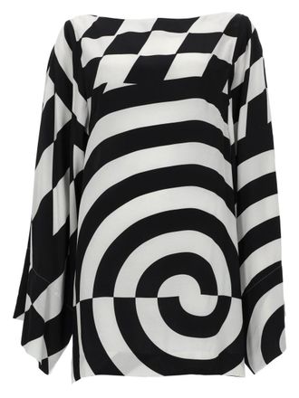 Dries Van Noten Charlie Viscose Geometric Swirls Blouse