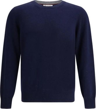 Brunello Cucinelli Kasjmiertrui met Monochroom Patroon - Heren - Cashmere truien - Blauw - M - Kasjmier - Truien & Vesten