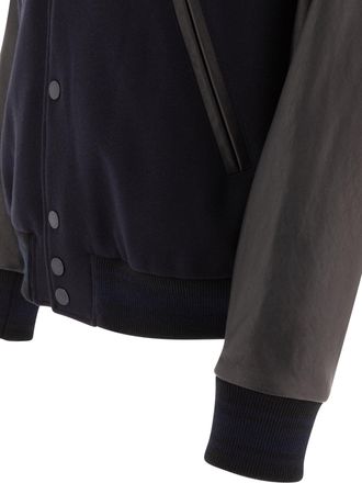 Golden Goose Wool And Leather Bomber Jacket Jackets And Coats Blue