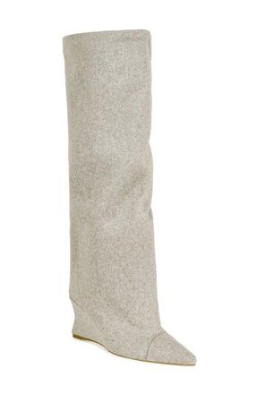 Azalea Wang Kenya Wide Shaft Wedge Boot in Grey at Nordstrom, Size 8.5