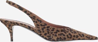 Amina Muaddi Womens Slingback Anok Suede Multicolour Leather Shoe