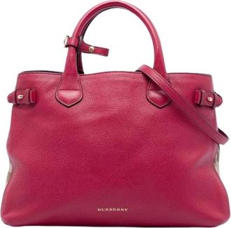 Burberry Pre-owned Banner Satchel - Dames - Vintage Shopper - Rood - ONE Size - Leer - Vintage