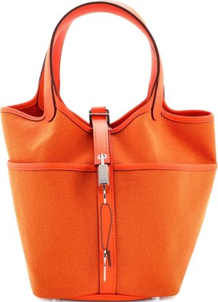 Herm&egrave;s Cargo Picotin Lock Bag Canvas and Swift PM bucket bag - Arancione