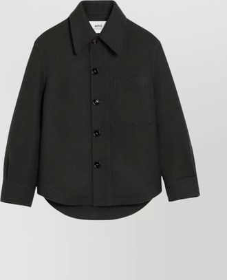 Ami wool jacket with long sleeves and buttoned cuffs