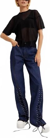 Jean Paul Gaultier Pre-Loved Lacing Detail Jeans In Dark Blue