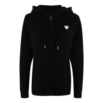 Moschino Love Moschino Small White Heart Logo Black Zip Hoodie
