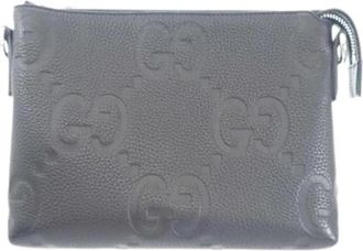 Gucci Pre-owned Embossed Leather Crossbody Bag - Dames - Vintage Clutch - Grijs - ONE Size - Leer - Vintage