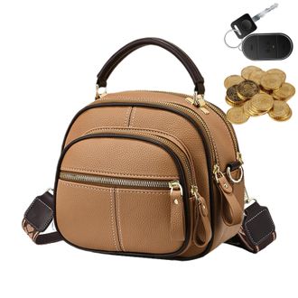 Generic Leather Bag - Brown Multifunctional Shoulder Purse, Large Capacity Travel Sling, Fashionable Organizer Handbag, Soft Leather With Multiple Compartment