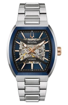 Bulova Maquina Silverton Skeleton Dial Automatic Bracelet Watch, 40mm in Two-Tone at Nordstrom