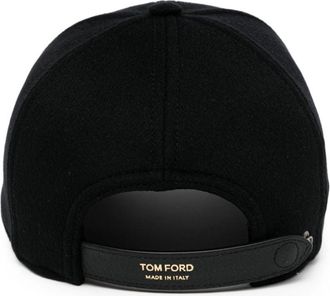 Tom Ford Mens Hat Cashmere Wool & Leather Black