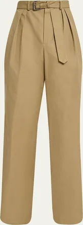Dries Van Noten Mens Belted Loose Cotton Trousers