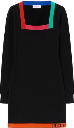 Pucci colour-block square-neck minidress - women - Viscose/Polyester - L - Black