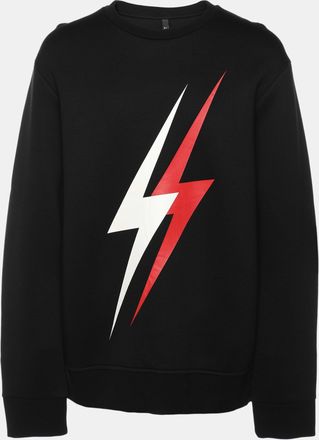 Neil Barrett Black Neoprene 3D Lightning Bolt Print Sweatshirt