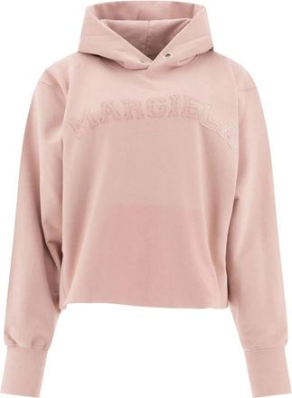 Maison Margiela Logo Sweatshirt met Slouchy Hood - Dames - Hoodies - Roze - XS - Katoen - Hoodies & sweatvesten
