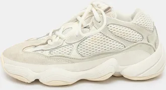 adidas Cream Mesh and Suede Yeezy 500 Bone White Low Top Sneakers Size 36