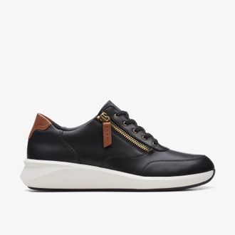 Clarks Un Rio Zip Zwarte Leren Sneakers