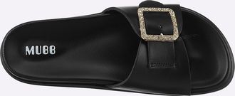 Mubb Badepantolette MUBB, Damen, Gr. 36, schwarz, Glattleder, Schuhe Badepantolette