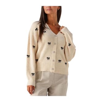 Y.A.S Y.a.s, Truien & Vesten, Dames, Beige, L, Polyester, Geborduurde Gebreide Vest voor Vrouwen