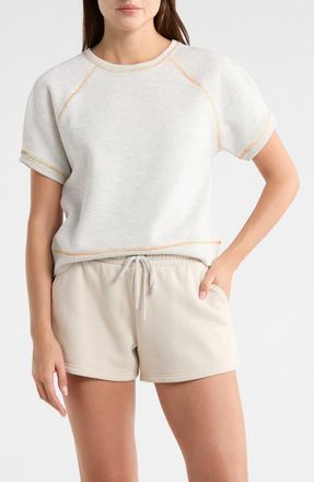 Current Elliott Topstitch Crewneck Shirt in Oatmeal Heather at Nordstrom Rack, Size X-Small