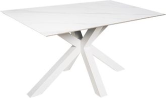 Koketto Home Mesa comedor porcelánica 140 cm patas blancas tapa blanca