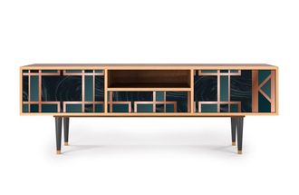 StoryZ Mueble de TV azul-verde 2 cajones y 1 puerta L 170 cm