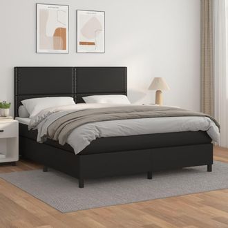 vidaXL Vidaxl - Cama Box Spring Con Colch&oacute;n Cuero Sint&eacute;tico Negro 180x200 Cm