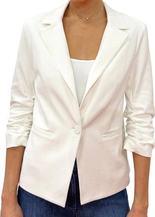Drew Serena Ruched Sleeves Blazer In White